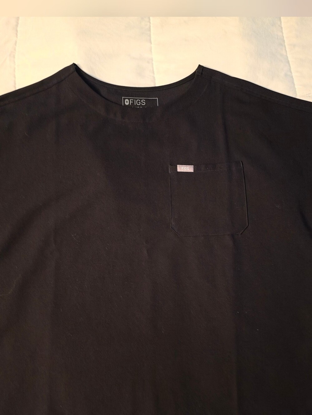 Figs Women's Black Short Sleeve Tee with Chest Pocket
